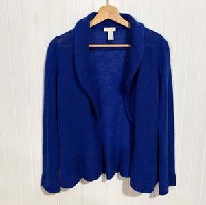 Chico's Open Front Waterfall Cardigan Size 0 Blue Wool Blend